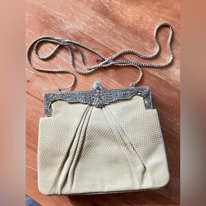 Judith Leiber Cream and Silver Clutch